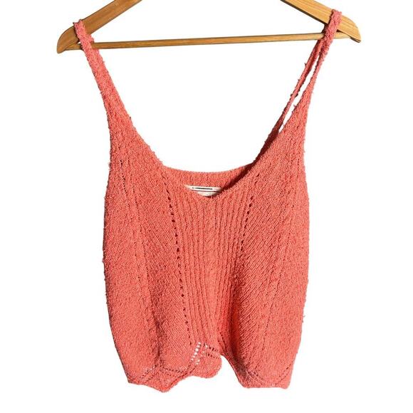 Anthropologie V Neck Pointelle Sweater Tank Coral Size S - Picture 4 of 6